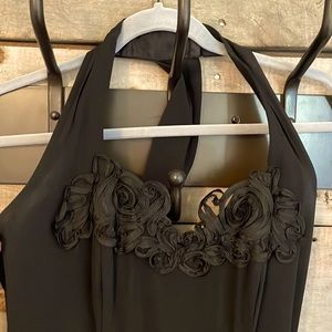 Stunning long Black T-strap back Evening Gown